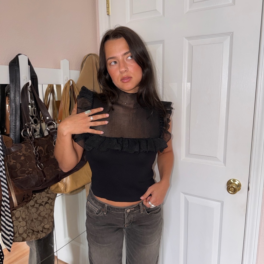 Zara black ruffle top